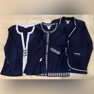 Bundle of Misook 3 navy blue blazers, 3 tank tops and 1 sleeveless tank dress.